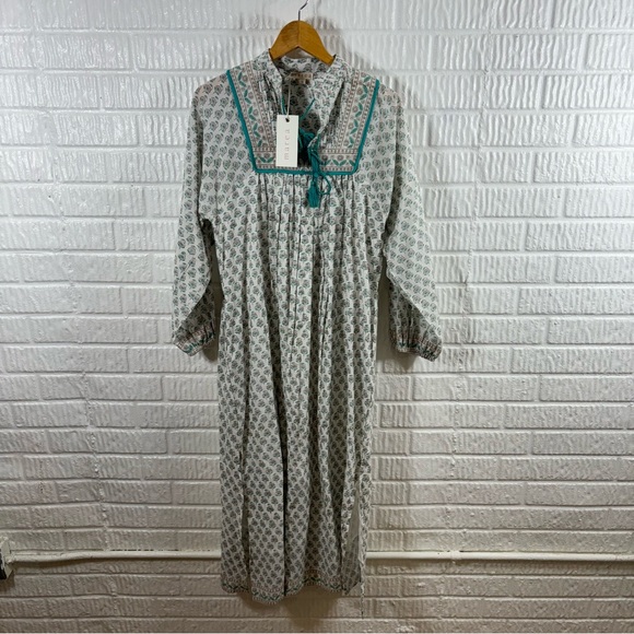 Marea Kaftan White Teal Grey Multi XS NWT - Picture 3 of 6